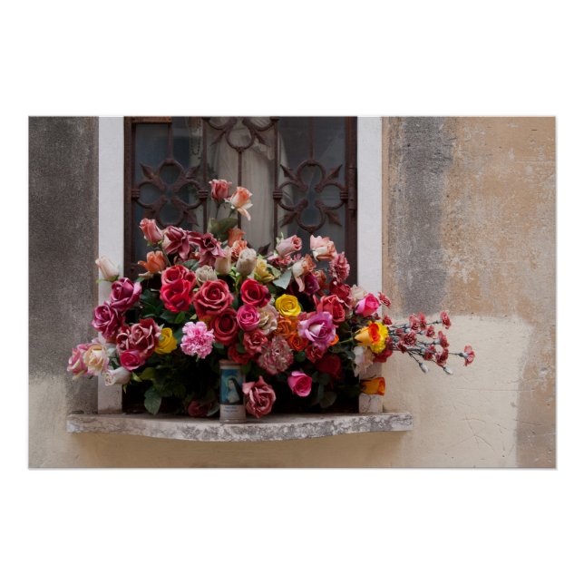 Colourful Bunch Of Plastic Roses Poster (Front)