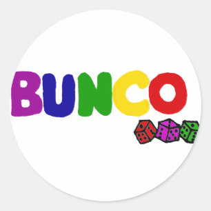 Colourful Bunco and Dice Art Classic Round Sticker