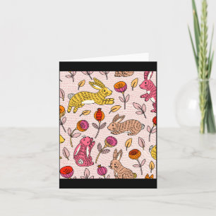 Colourful bunnies cute floral vintage t shirt card