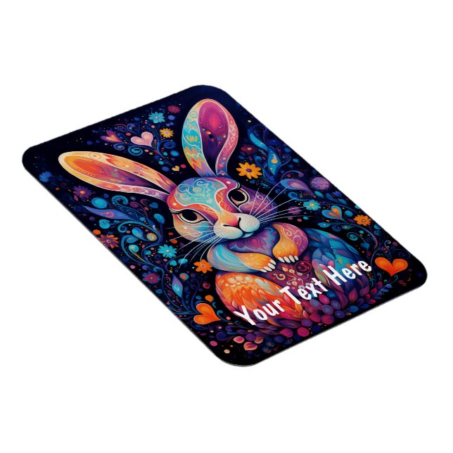 Colourful Bunny Custom txt Magnet (Right Side)