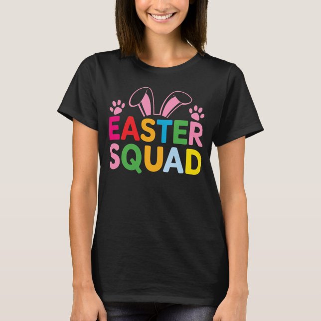 Colourful Bunny Ears Easter Squad T-Shirt (Front)