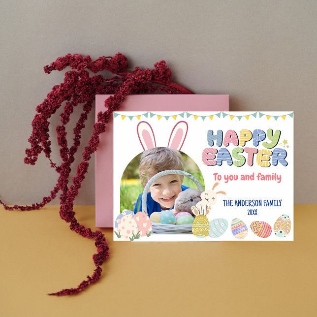 Colourful Bunny Easter Egg Photo Card (Colorful Bunny Easter Egg Photo Card)
