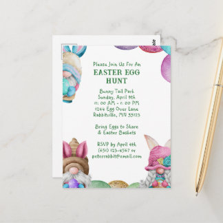 Colourful Bunny Gnomes Easter Egg Hunt Postcard