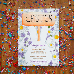 Colourful Bunny Rabbit Easter Egg Hunt Brunch  Inv Invitation