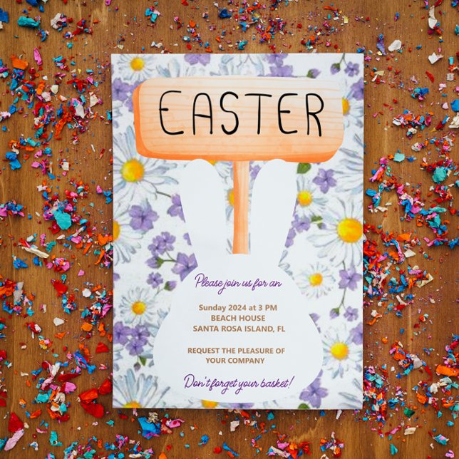Colourful Bunny Rabbit Easter Egg Hunt Brunch  Inv Invitation (Creator Uploaded)