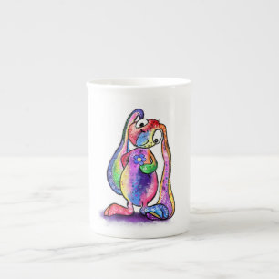 Colourful Bunny with Flower Mug