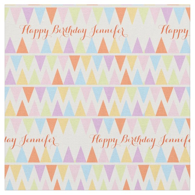 Colourful bunting custom message pattern fabric (Close Up)