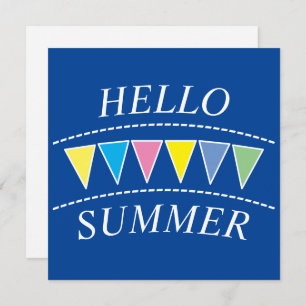 Colourful Bunting Hello Sumer Postcard
