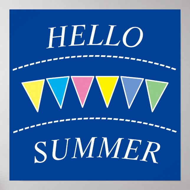 Colourful Bunting Hello Summer Poster (Front)