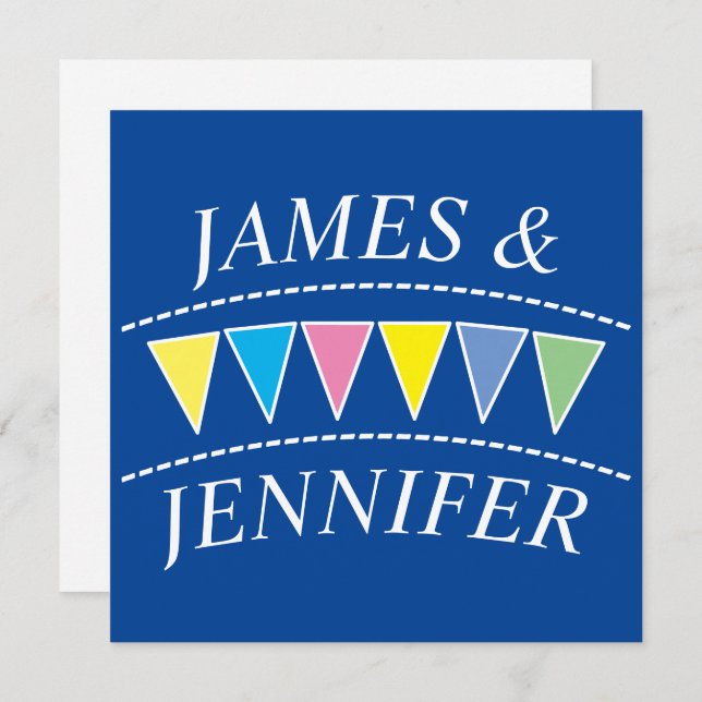 Colourful Bunting Names Card (Front/Back)