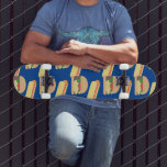 Colourful Burger Hotdog Pattern Name  Skateboard<br><div class="desc">Skateboard with Burger Design Pattern with Hotdogs Change to any colour Background</div>