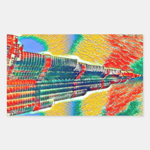 Colourful Burj Khalifa colourful painting Rectangular Sticker