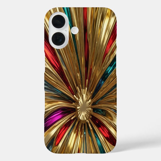Colourful Burst & Gold #1 - iPhone 16 Cases (Back)