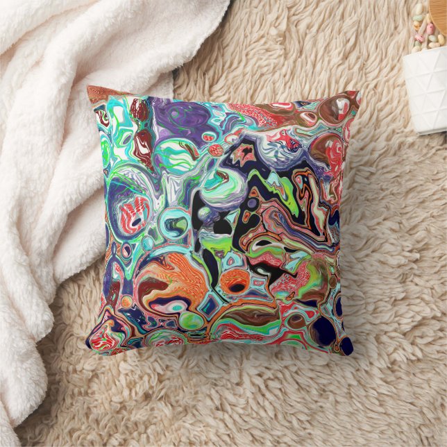 Colourful Burst of Fluid Art Cushion (Blanket)