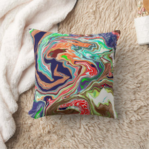 Colourful Burst of Marble Fluid Art     Cushion
