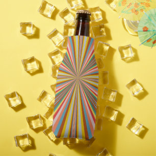 Colourful Burst Of Retro Stripes  Bottle Cooler