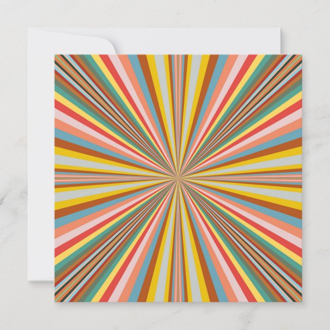 Colourful Burst Of Retro Stripes  Holiday Card (Front)