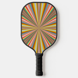 Colourful Burst Of Retro Stripes Pickleball Paddle