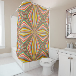 Colourful Burst Of Retro Stripes  Shower Curtain