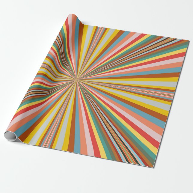 Colourful Burst Of Retro Stripes  Wrapping Paper (Unrolled)