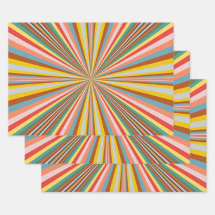 Colourful Burst Of Retro Stripes  Wrapping Paper Sheet