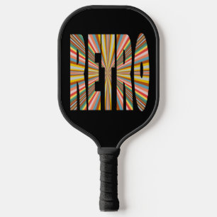 Colourful Burst Of Retro Word Stripes Pickleball Paddle