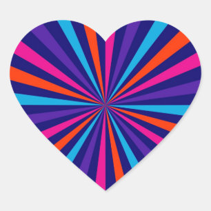 Colourful Burst Spinning Wheel Design Heart Sticker
