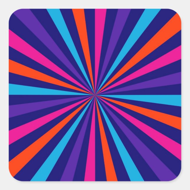 Colourful Burst Spinning Wheel Design Square Sticker (Front)