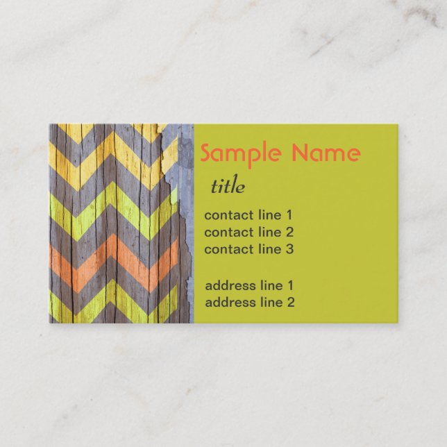 colourful business card template chevron pattern (Front)