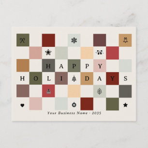 Colourful Business Happy Holidays Chequerboard Postcard