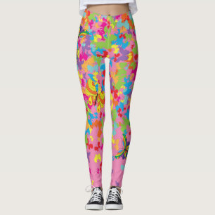 Colourful butterflies 01.bw Pink BG Leggings