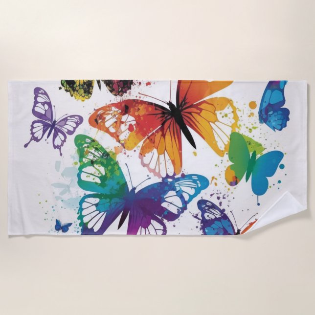 Colourful Butterflies 1 Beach Towel (Front)