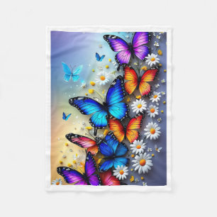 Colourful Butterflies and Daisies Blanket