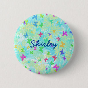 Colourful Butterflies and Daisies by Shirley Taylo 6 Cm Round Badge