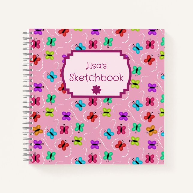 Colourful Butterflies and Dots  Notebook (Front)