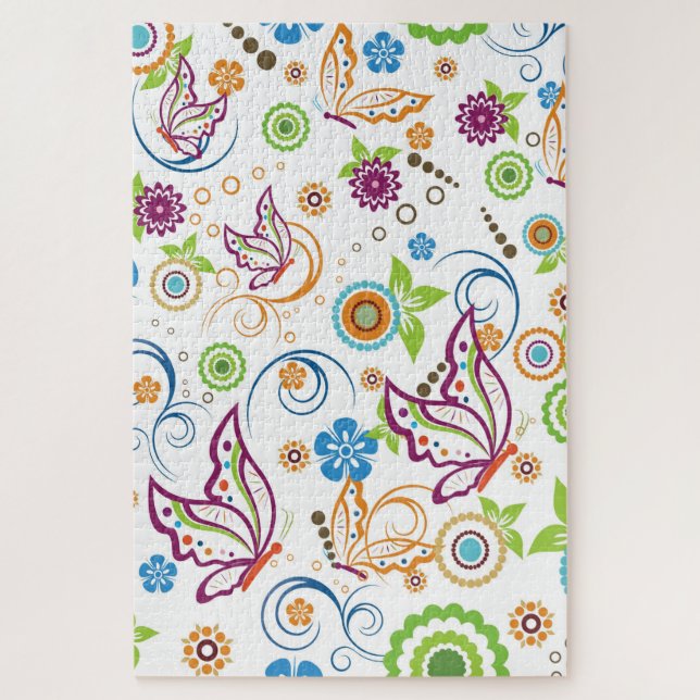 Colourful Butterflies and Flowers Jigsaw Puzzle (Vertical)