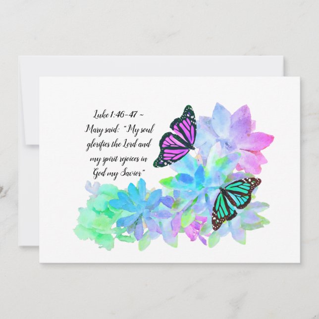 Colourful Butterflies and Succulents Glorify God Thank You Card (Front)