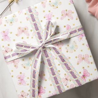 Colourful butterflies AOP Satin Ribbon