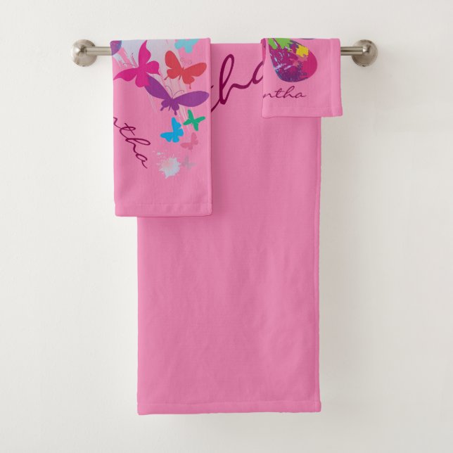 Colourful Butterflies Bath Towel Set (Insitu)