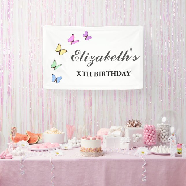 Colourful Butterflies Birthday Banner (Party)