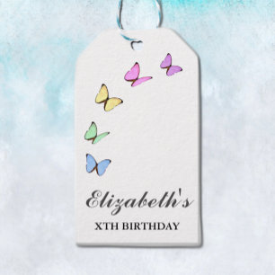 Colourful Butterflies Birthday Gift Tags