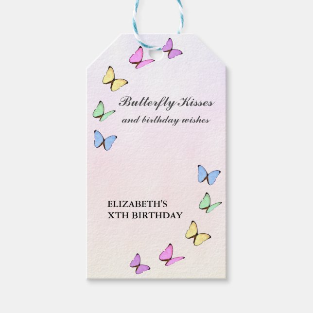 Colourful Butterflies Birthday Gift Tags (Front)