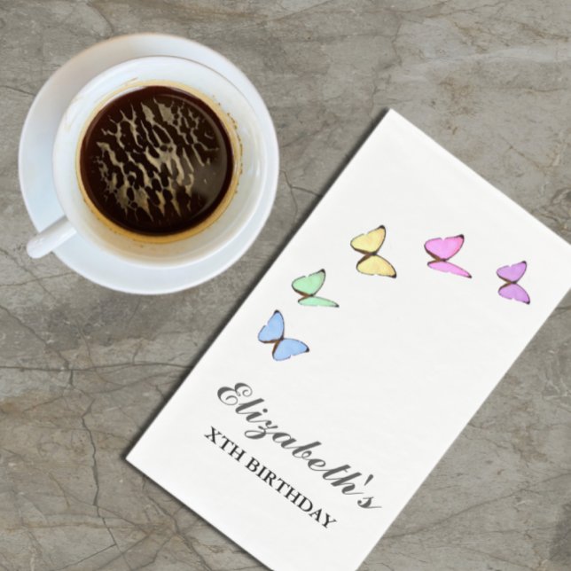 Colourful Butterflies Birthday Napkin (Creator Uploaded)