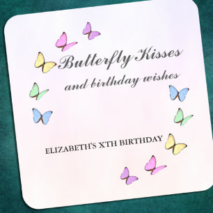 Colourful Butterflies Birthday Square Sticker