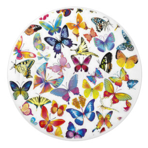 Colourful Butterflies Ceramic Knob