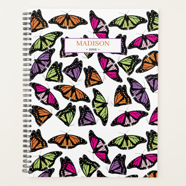 Colourful Butterflies Decorative Pattern Diary  Planner (Front)
