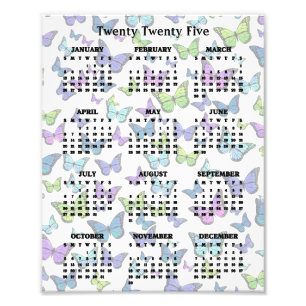 Colourful Butterflies Design 2025 Calendar Poster