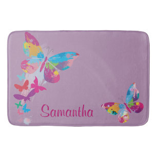 Colourful Butterflies Design Bath Mat