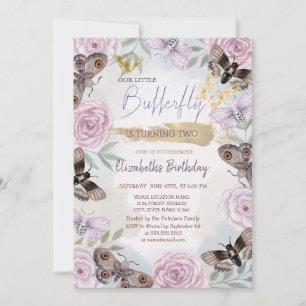 Colourful  Butterflies Flowers Birthday   Invitation
