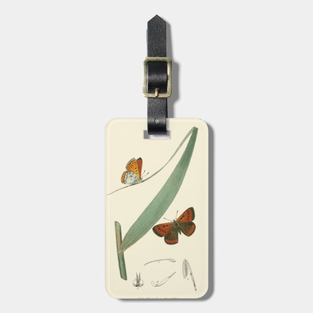 Colourful Butterflies Fluttering Around a Leaf Luggage Tag (Front Vertical)